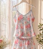 Soft Floral Saten Şort Takım - Görsel 2