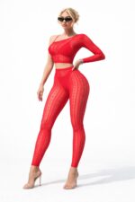 Kırmızı Renk Vücut Çorabı - Görsel 2