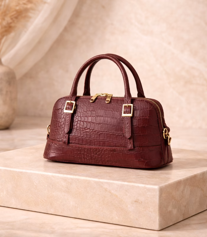 Belleza Zebra Bordo Renk Çanta - Görsel 4