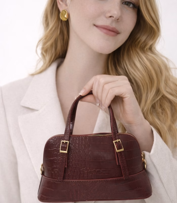 Belleza Zebra Bordo Renk Çanta - Görsel 5