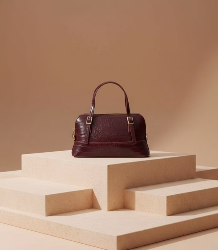 Belleza Zebra Bordo Renk Çanta - Görsel 3