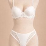 Dolgun Form Dantelli Ekru Takım