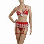 Ponpon Detaylı Kırmızı Jartiyer Takımı