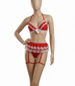 Ponpon Detaylı Kırmızı Jartiyer Takımı