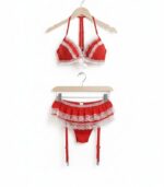 Ponpon Detaylı Kırmızı Jartiyer Takımı - Görsel 2