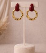 Soft Marble Bordo Küpe - Görsel 2