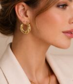 Braid Gold Küpe - Görsel 2