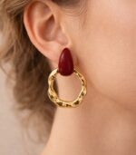 Soft Marble Bordo Küpe - Görsel 3