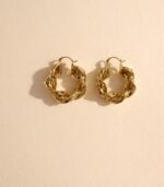 Braid Gold Küpe - Görsel 3