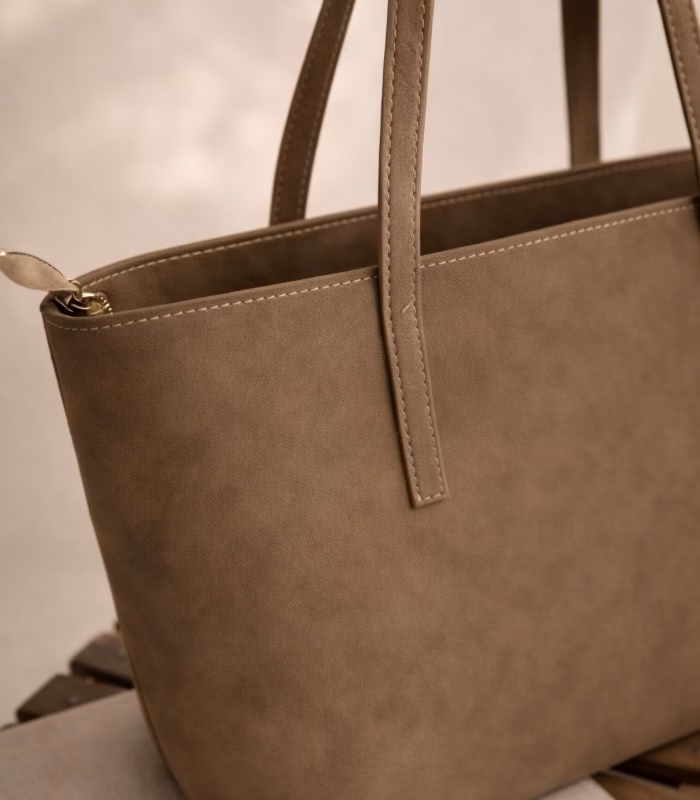 Bej Classic Tote - Görsel 2