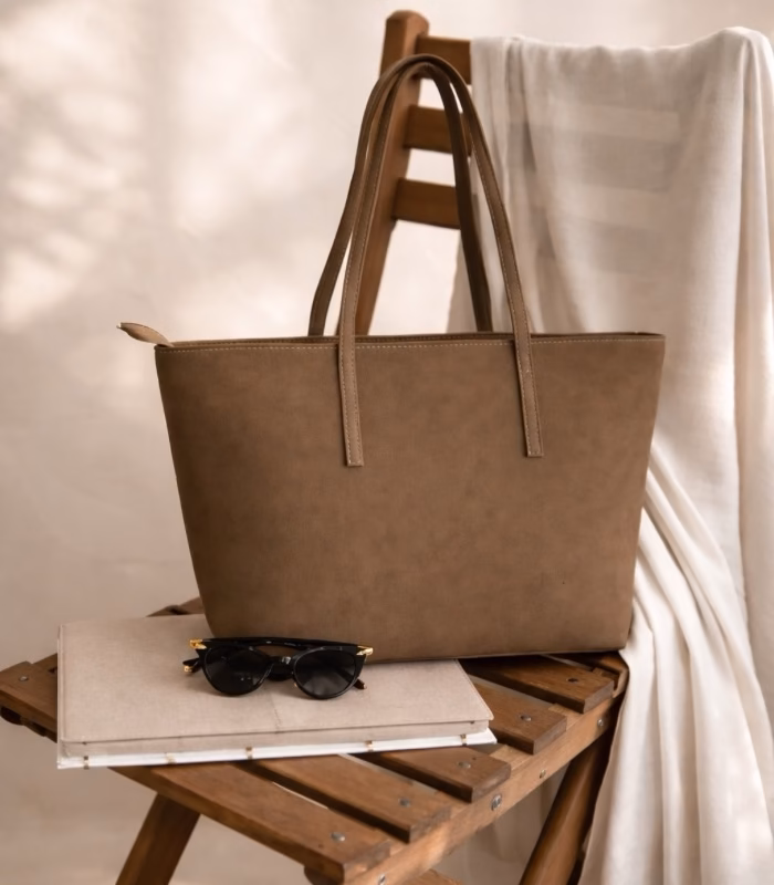 Bej Classic Tote - Görsel 1